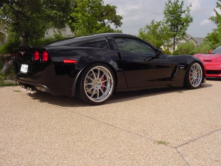 BLACK CORVETTE - 360, girl, power, gm