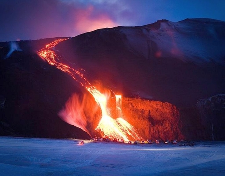 River of Lava - river, lava, picture, beautiful, in water