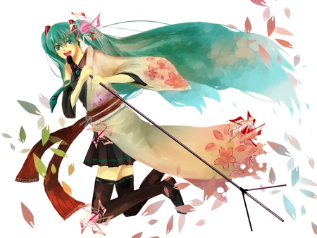 Hatsune Miku - tie, pretty, artistic, pink, uniform, flowers, headphones, nice, program, leggings, hot, thighhighs, beauty, kimono, virtual, petals, cg, white, cute, song, outfit, sexy, vocaloid, anime, blue, twintail, hatsune miku, microphone, music, aqua, red, art, idol, anime girl, sakura, skirt, beautiful, singer, girl, cool, black, miku, awesome, diva, digital, hatsune, vocaloids, headset