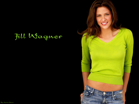 Jill Wagner - wagner, female, green, model, sweater, lime, jill