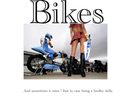 Bikes and Rain - sexy, brolley dolley, rain, motogp125, legs, pit babe