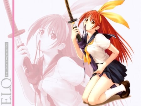 Katana Girl - sword, red, katana, school