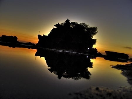 sanur - nature, beach, bali, reflection, light, sunset, silhoutte