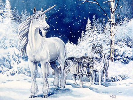 unicorn wolfs - wolf, alive, animals, unicorn