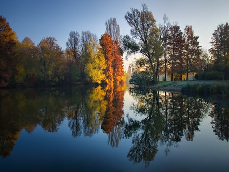 Autumn - lake, trees, nature, autumn