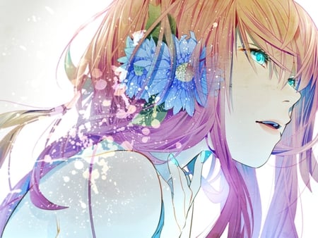 Megurine Luka - pretty, artistic, pink, luka, flowers, headphones, nice, program, megurine, beauty, virtual, cg, white, megurine luka, cute, aqua eyes, song, vocaloid, anime, blue, microphone, music, aqua, pink hair, art, idol, anime girl, beautiful, singer, girl, cool, orange, black, awesome, diva, digital, vocaloids, headset