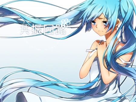 Hatsune Miku - music, anime girl, art, cool, aqua eyes, artistic, hatsune miku, song, vocaloids, program, vocaloid, beautiful, diva, dress, nice, beauty, twintail, singer, aqua hair, virtual, pretty, idol, anime, miku, cute, love, girl, sad, cg, hatsune, thighhihs, digital, awesome