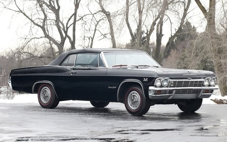 Super Sport - chevrolet, impala, super, antique, black, sport, chevy, car, snow, classic, convertible