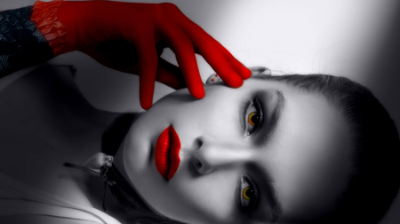 The Magic of Red ! - red, perfect, eyes, face, gloves, lipstick