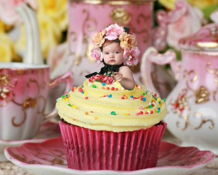 Baby - pretty, cream, porcelain, food, pink, child, flowers, nice, cake, gently, beautiful, photography, girl, small, beauty, colors, lovely, cool, sweet, flower, baby, cute