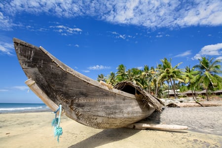 sail away - manmade, blue, beach, photography, boat, sand, tropical, sky, phptpgraphy