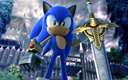 sonic - video game, sonic, sword, blue