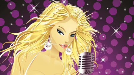 Glamorous Singer - glamorous, glitter, singer, blonde, microphone