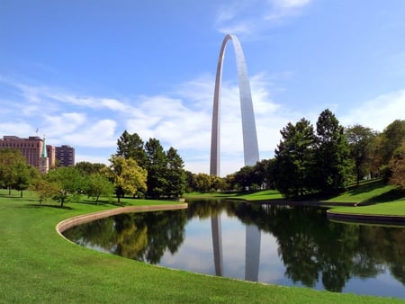 Gateway Arch St. Louis Missouri - arch, city, grass, gateway