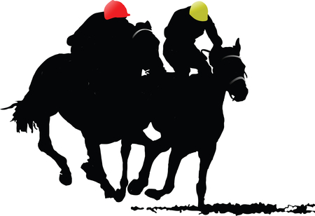 Two Horse Silhouette - racing, two, gallop, horse, silouette