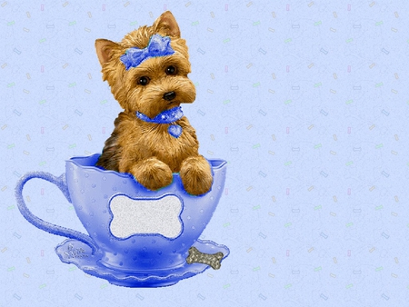 Sweet puppy * For my friend Serenade111 (Monika) - puppy, blue, dog, cute, cup