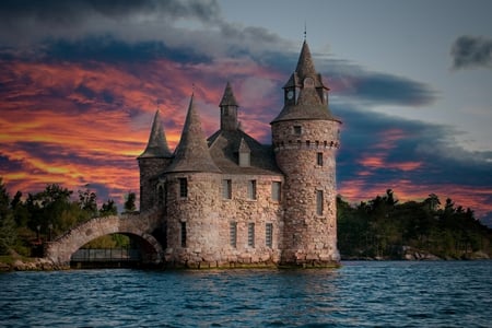 Power House - sky, lake, heart, boldt, power, clouds, castle, island, house