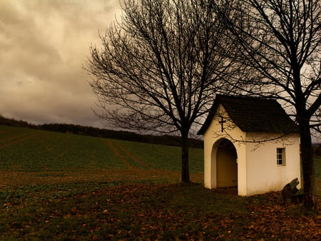 Chapel - chapel, prayer, cross, field, church, tree