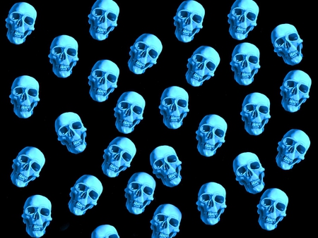 BLUE SKULL HEADS - head, blue, bone, 3d, skull