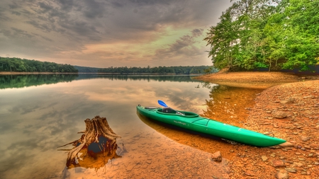 Liquid Logic  (For Applebloom - Lena) - lake, beautiful, nature, peaceful, kayak, hdr