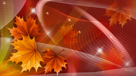 Bright Colors of Fall - swirls, stars, autumn, gold, fall, yellow, swish, leaves, orange, firefox persona