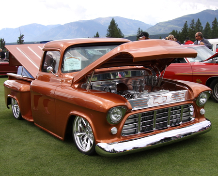 Chevrolet 1955 pick up at the Radium Hot Springs car show 20