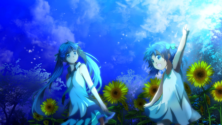 Past & Future - hatsune miku, child, vocaloid, flower