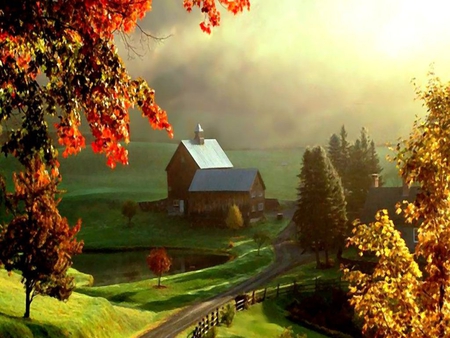 down in the valley - farm, gorgeous, beautiful, scenery, land