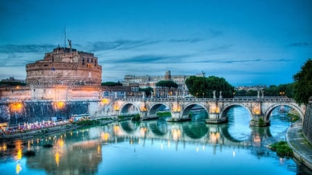 ROME - river tiber, st angelo, italy, rome, castle, bridge