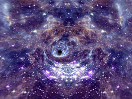 Alien Fractal Plasma - 2 - alien, fractal, fractals, purple, stars, blue, center