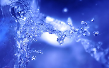 Blue Water Drops  - blue water, fresh water, water drops, blue, water, drops