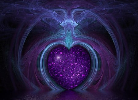 Purple Sparkle Heart - colors, purple, abstract, heart