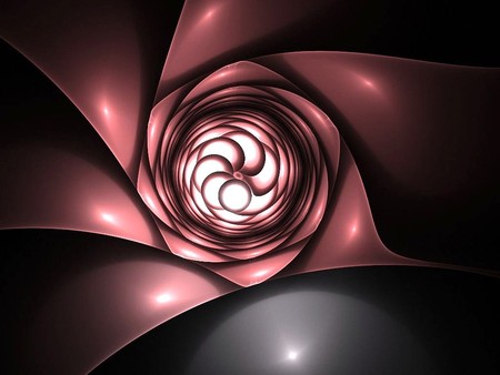 Metal Rose - pink, shiny, metal, red, swirls, abstract, twirls, twist, cool, flower, black, awesome, lights, gray, digital, rose, 3d