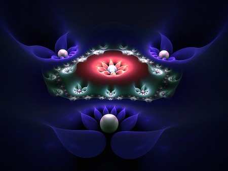 digital flowers - flowers, digital art, color, blue