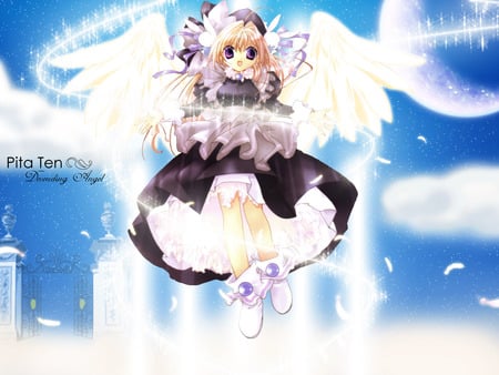 Pita Ten - mystic, angel, anime, feather, white wings, pita ten, heaven