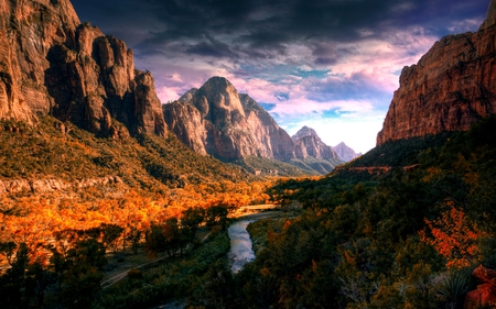 MOUNTAIN VALLEY - rock, valley, mountain, river