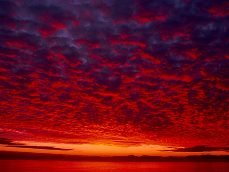 Red sky - cloud, red, sky, horizon, nature