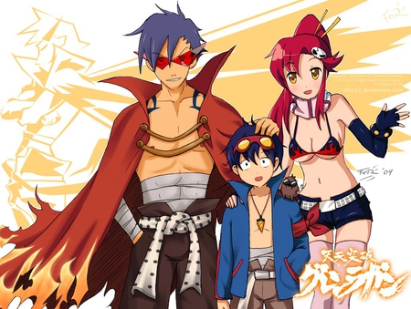 Kamina, Simon, and Yoko <3 - gurren laggan, yoko, kamin, simon