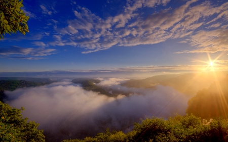 MORNING MIST - morning, river, saarschleife, summer, mist, germany