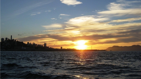 Over the Lake - sky, lake, water, sun