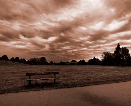 Time has stopped - clouds, nature, special, time, hdr, bench, place, sky