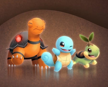 torkoal squirtle turtwig - turtwig, torkoal, squirtle, pokemon