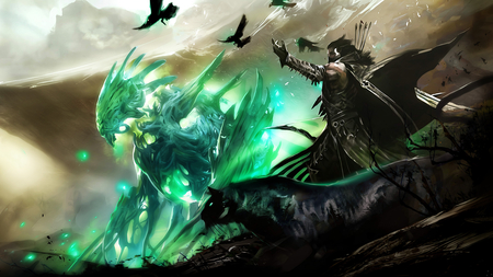 Guild Wars 2 guy Full HD - hunter, 2, raven, guy, cool, fantasy, 1080p, full hd, guild wars