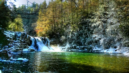 Abrams Falls - january, frosty, great smokey mountains, beautiful