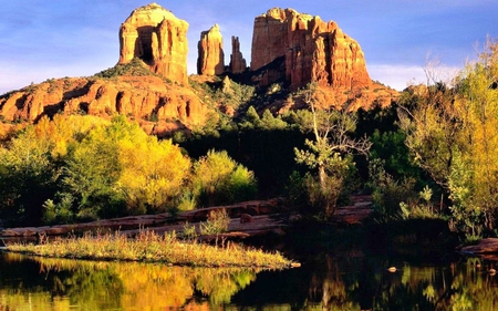 desert-mountains - trees, mountains, nature, deserts