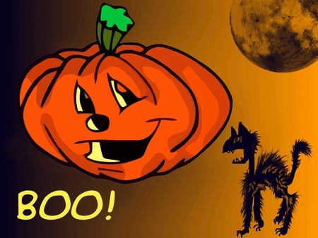 Halloween Pumpkin & Scaredy Cat - scaredy cat, pumpkin, desktop, halloween fun