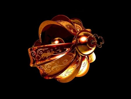 Golden Key - gold, ball, shiny, key