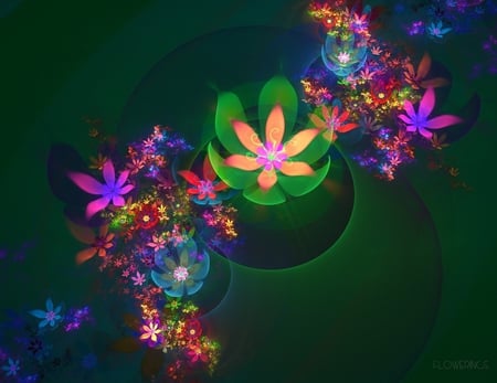 Digital Flowers - digital, abstract, flowers, beautiful