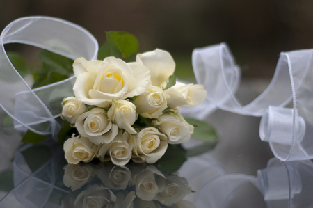 Reflection - beige roses, reflection, bouquet, still life