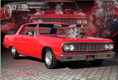 Blown, red early Chevelle collage - blown, chevell, pro-street, red